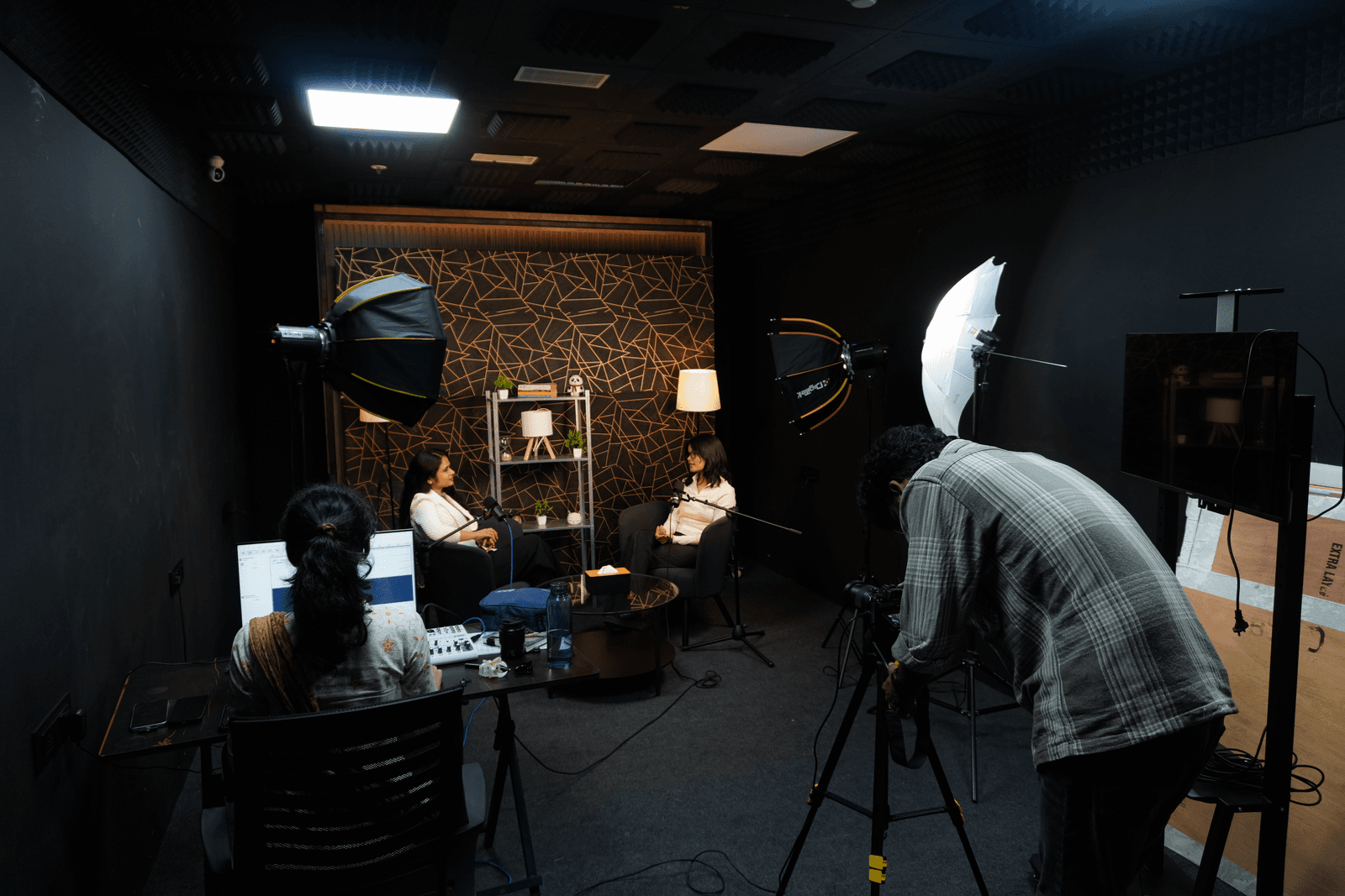 We handle the cameras, lights, microphones and frame.